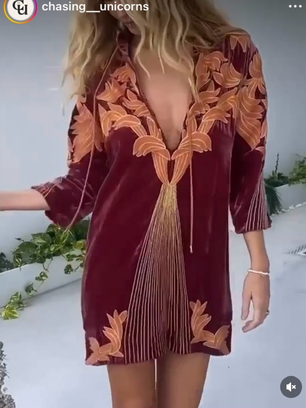 🌼 Chasing Unicorns Embroidered Velvet Tunic Dress XL